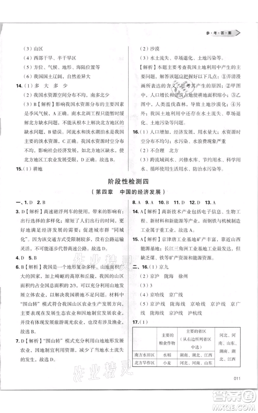 天津教育出版社2021學(xué)習(xí)質(zhì)量監(jiān)測八年級上冊地理人教版參考答案