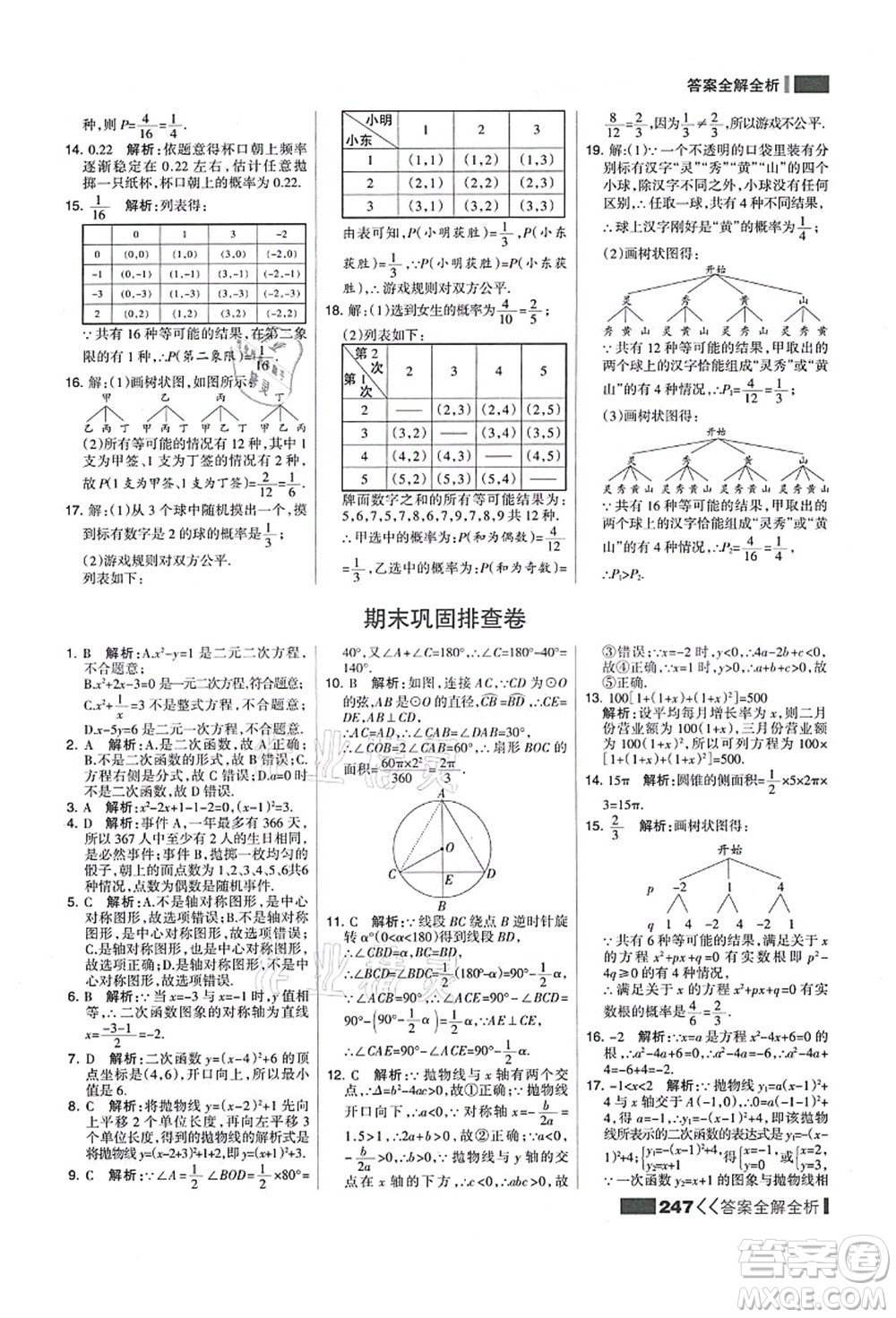 黑龍江教育出版社2021考點(diǎn)集訓(xùn)與滿分備考九年級(jí)數(shù)學(xué)全一冊(cè)上人教版答案