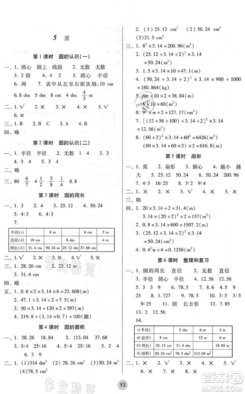 云南教育出版社2021課課練云南師大附小全優(yōu)作業(yè)六年級(jí)數(shù)學(xué)上冊(cè)人教版答案