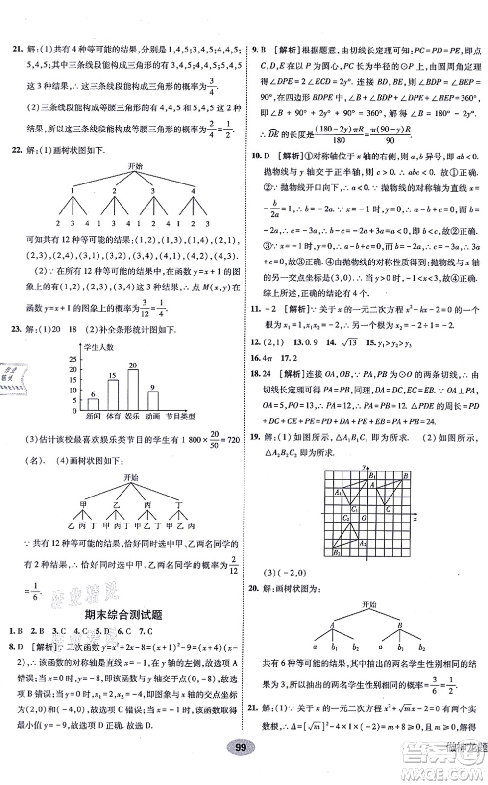 新疆青少年出版社2021海淀單元測試AB卷九年級數(shù)學(xué)全一冊RJ人教版答案