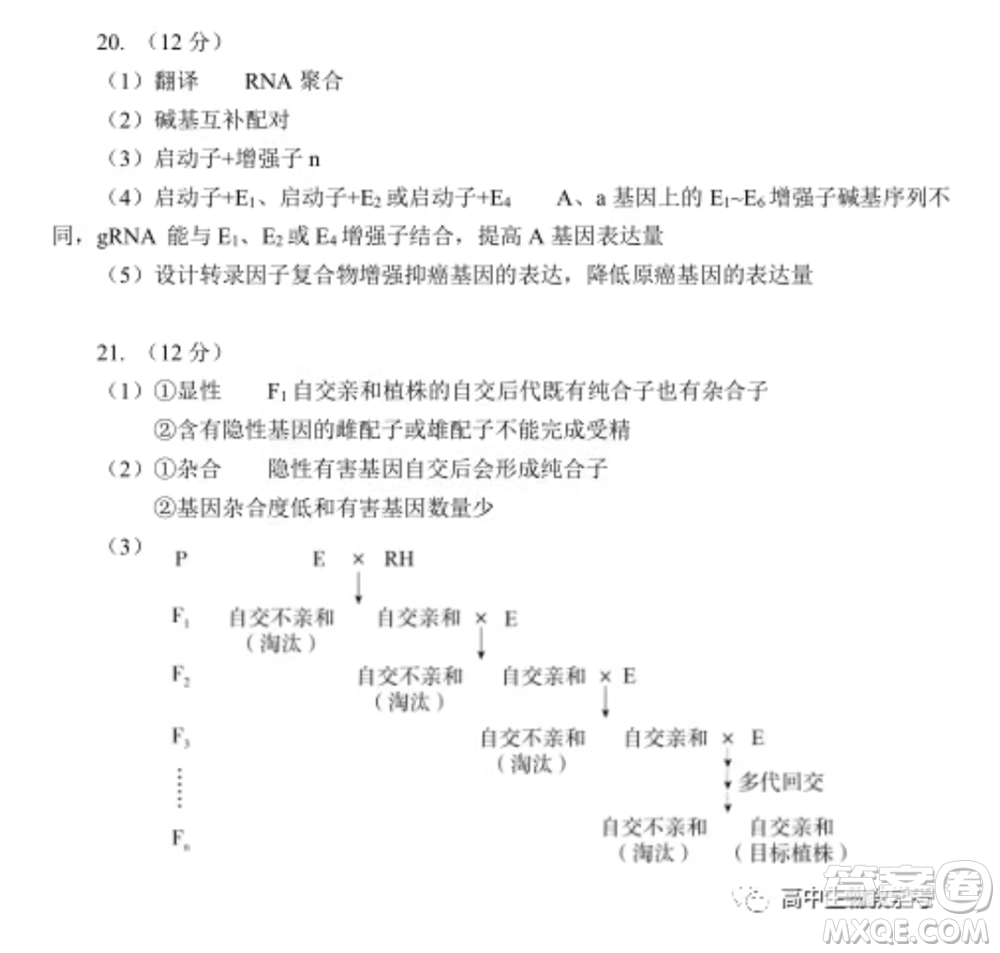 北京海淀區(qū)2021-2022學(xué)年第一學(xué)期期中練習(xí)高三生物學(xué)試卷及答案