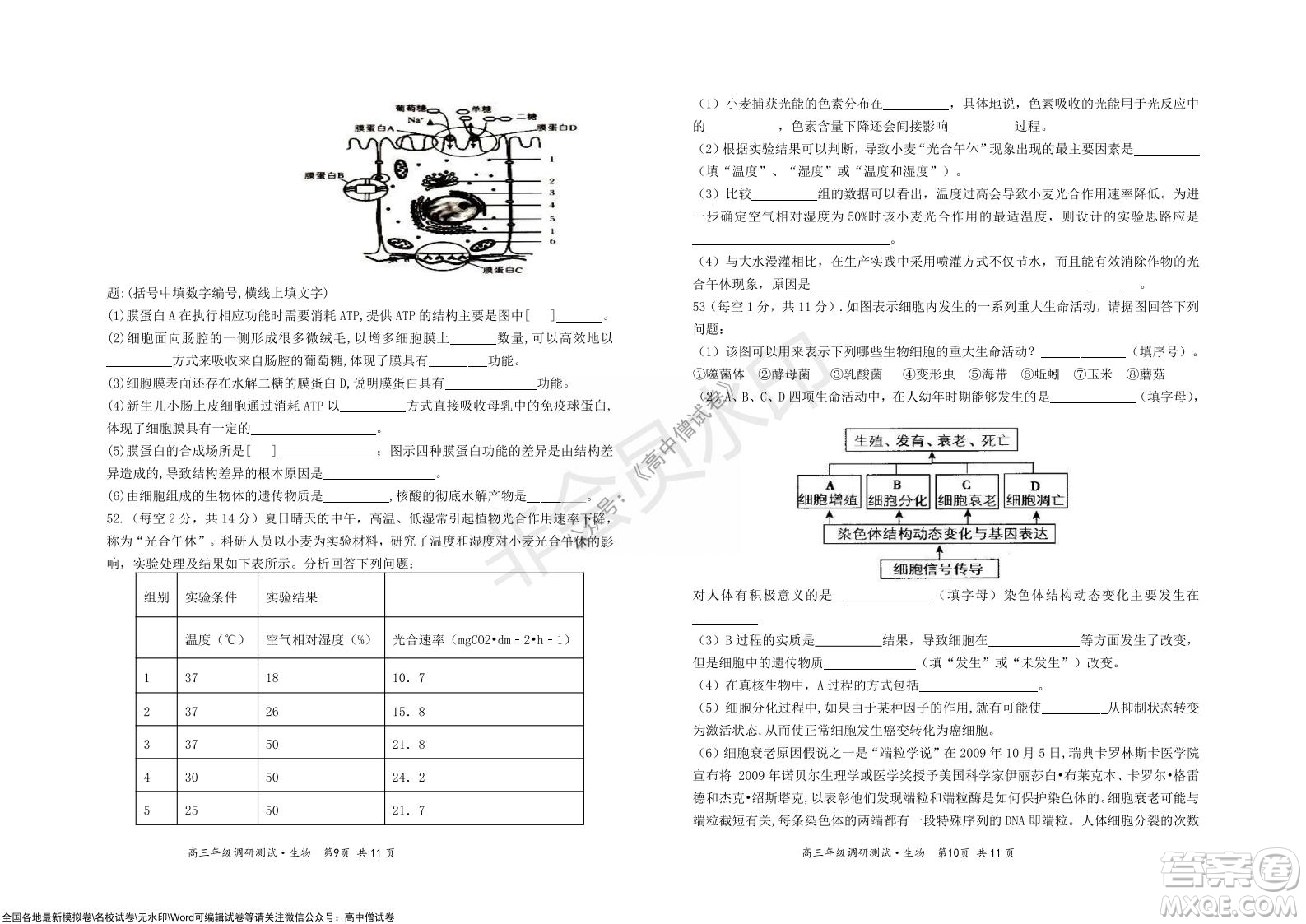 懷仁市2021-2022學(xué)年度上學(xué)期期中教學(xué)質(zhì)量調(diào)研測(cè)試生物試題及答案