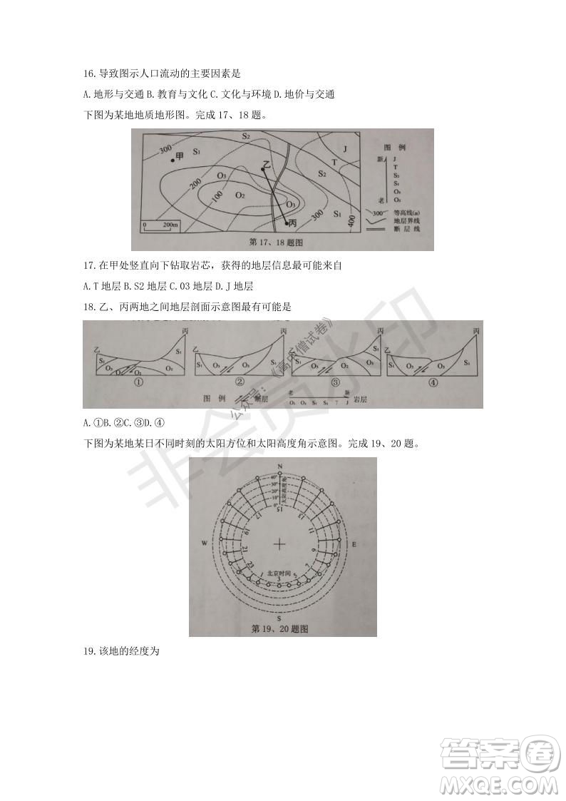 2021年11月溫州市普通高中選考適應(yīng)性測試高三地理試題參考答案