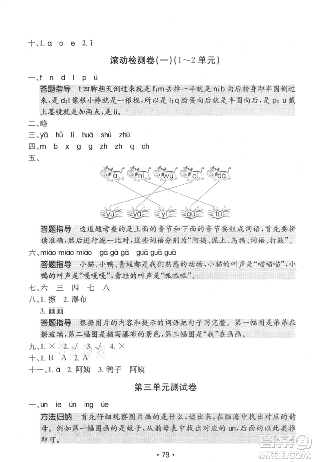 江西高校出版社2021金太陽教育小卷霸19套一年級(jí)語文上冊(cè)人教版參考答案