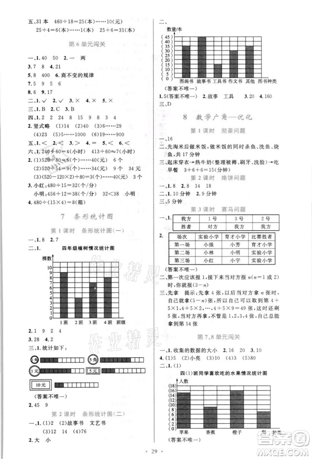 人民教育出版社2021小學(xué)同步測(cè)控優(yōu)化設(shè)計(jì)四年級(jí)上冊(cè)數(shù)學(xué)人教版新疆專(zhuān)版參考答案