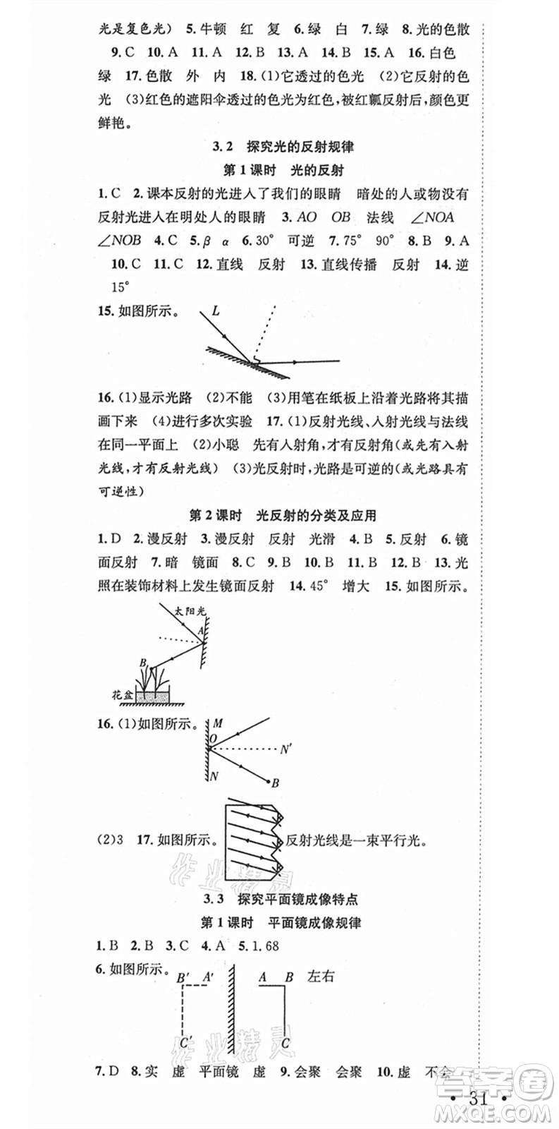 合肥工業(yè)大學出版社2021七天學案學練考八年級物理上冊HY滬粵版答案