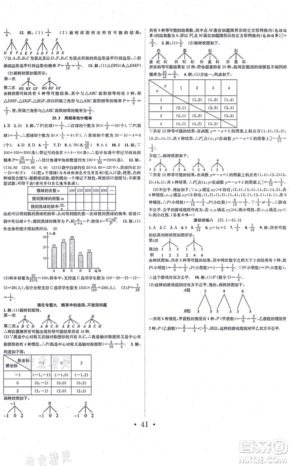 合肥工業(yè)大學(xué)出版社2021七天學(xué)案學(xué)練考九年級數(shù)學(xué)上冊RJ人教版答案