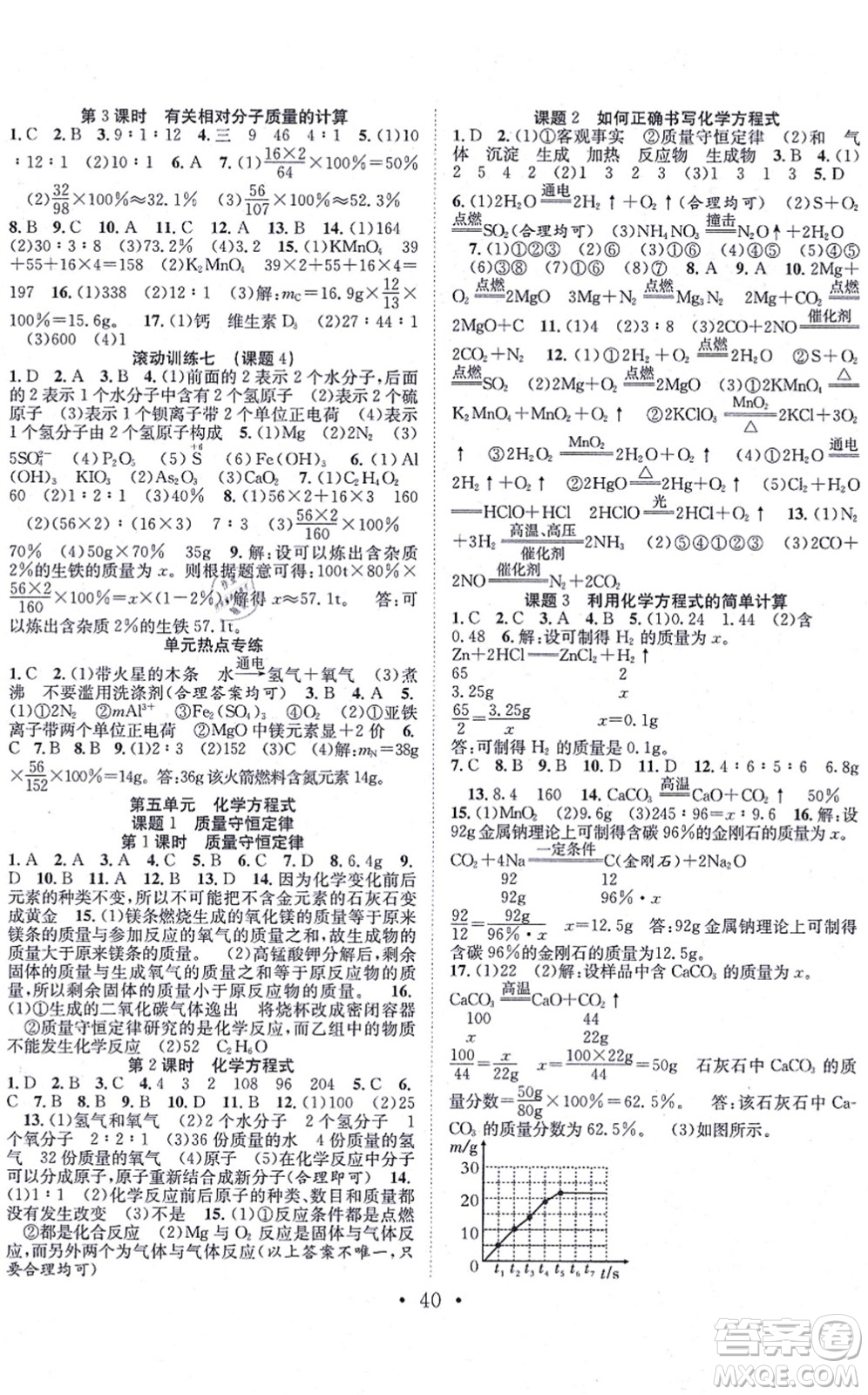 合肥工業(yè)大學(xué)出版社2021七天學(xué)案學(xué)練考九年級(jí)化學(xué)上冊(cè)RJ人教版答案