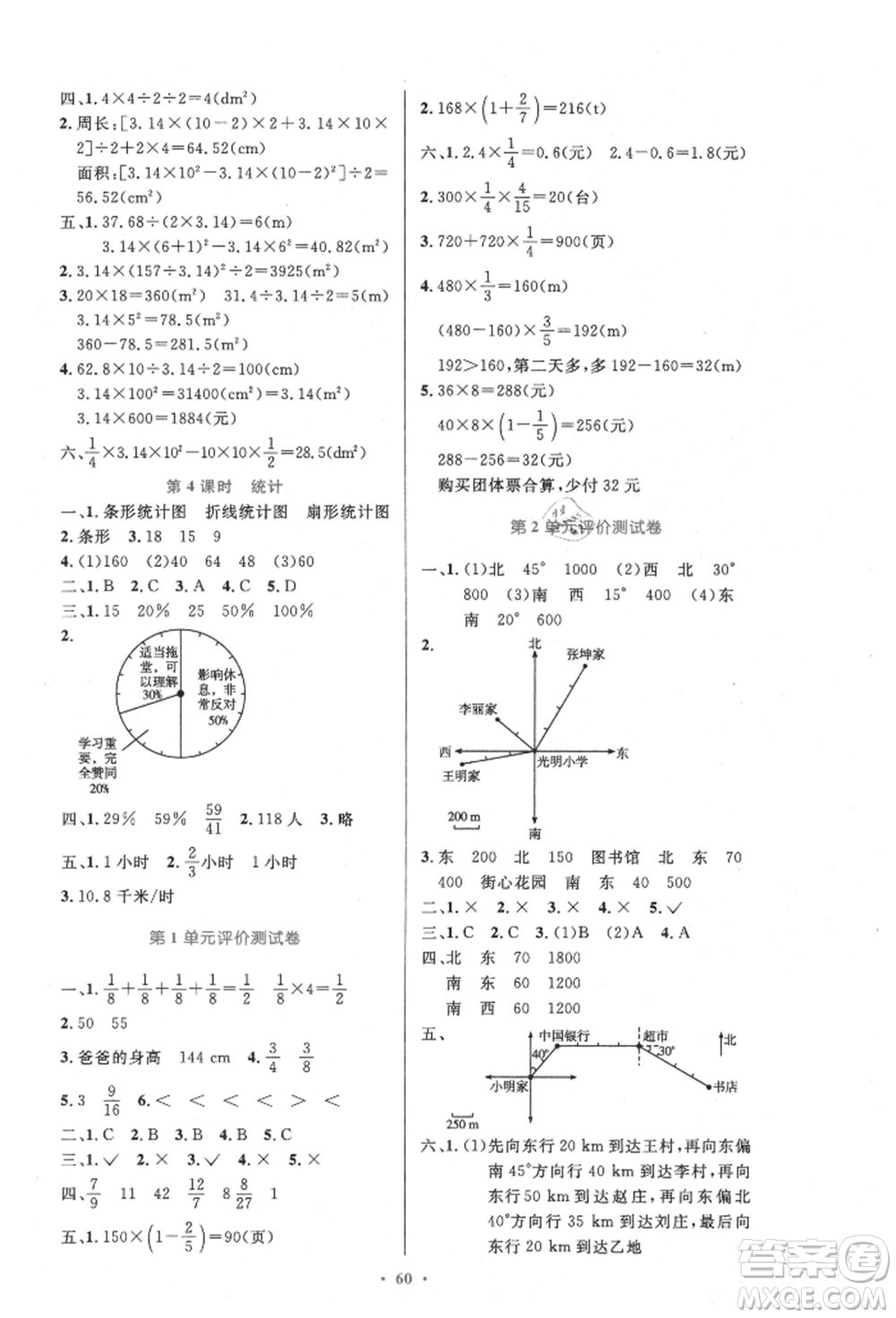 人民教育出版社2021小學(xué)同步測控優(yōu)化設(shè)計六年級數(shù)學(xué)上冊人教版增強(qiáng)版內(nèi)蒙古專版參考答案