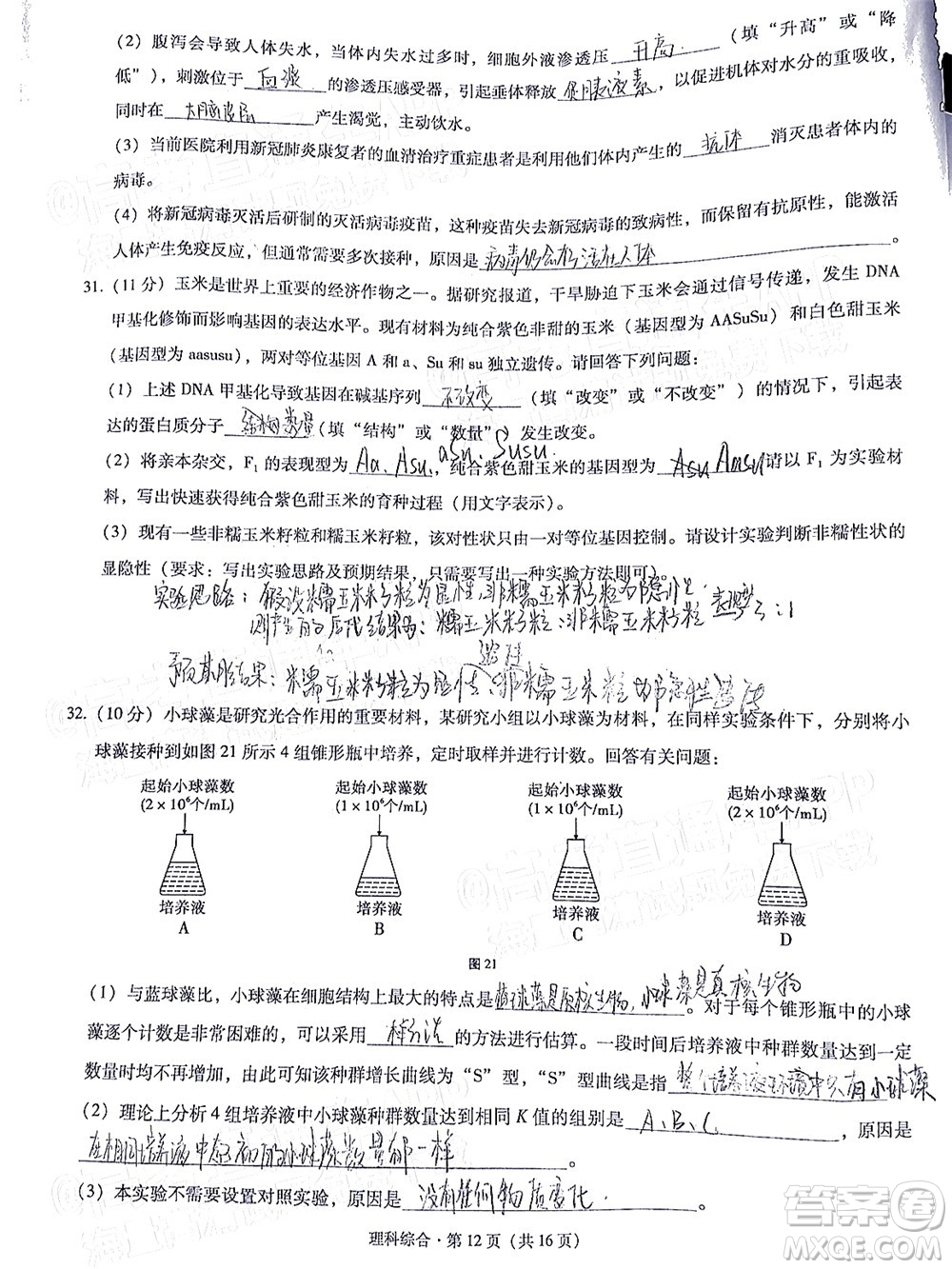 貴陽市五校2022屆高三年級聯(lián)合考試三理科綜合試題及答案