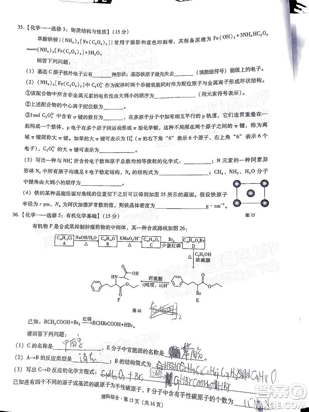 貴陽市五校2022屆高三年級聯(lián)合考試三理科綜合試題及答案