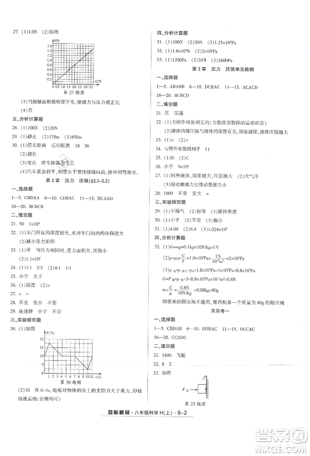 延邊人民出版社2021勵耘書業(yè)勵耘活頁八年級上冊科學(xué)華師大版參考答案