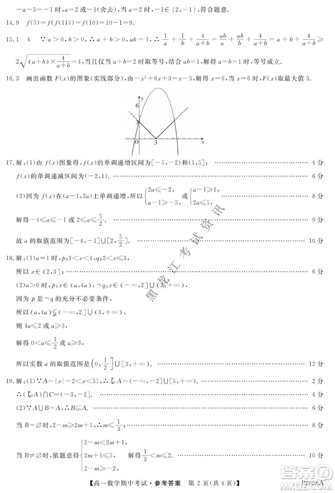 齊齊哈爾五校聯(lián)誼2021-2022學年高一上學期期中考試數(shù)學試題及答案