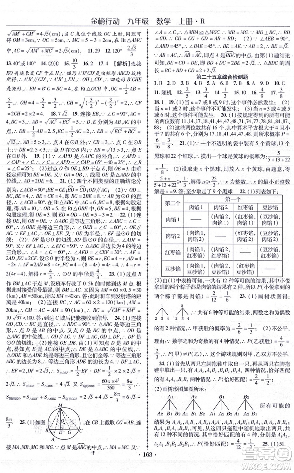 云南美術出版社2021金榜行動課時導學案九年級數(shù)學上冊R人教版答案