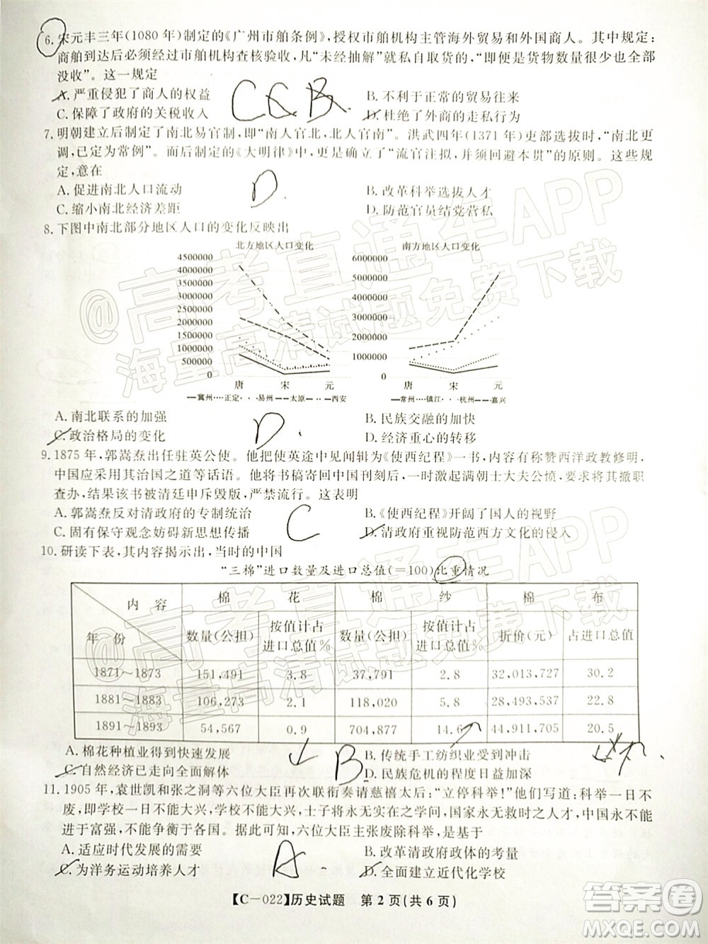 2022屆九江十校高三11月聯(lián)考?xì)v史試題及答案