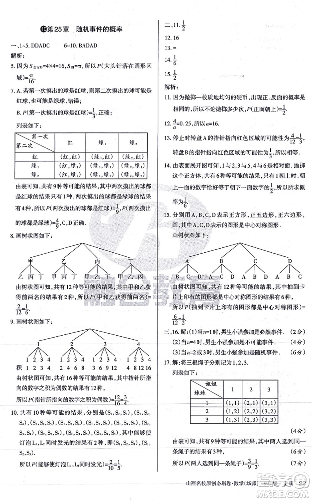 學(xué)習(xí)周報(bào)2021山西名校原創(chuàng)必刷卷九年級(jí)數(shù)學(xué)上冊(cè)華師版答案