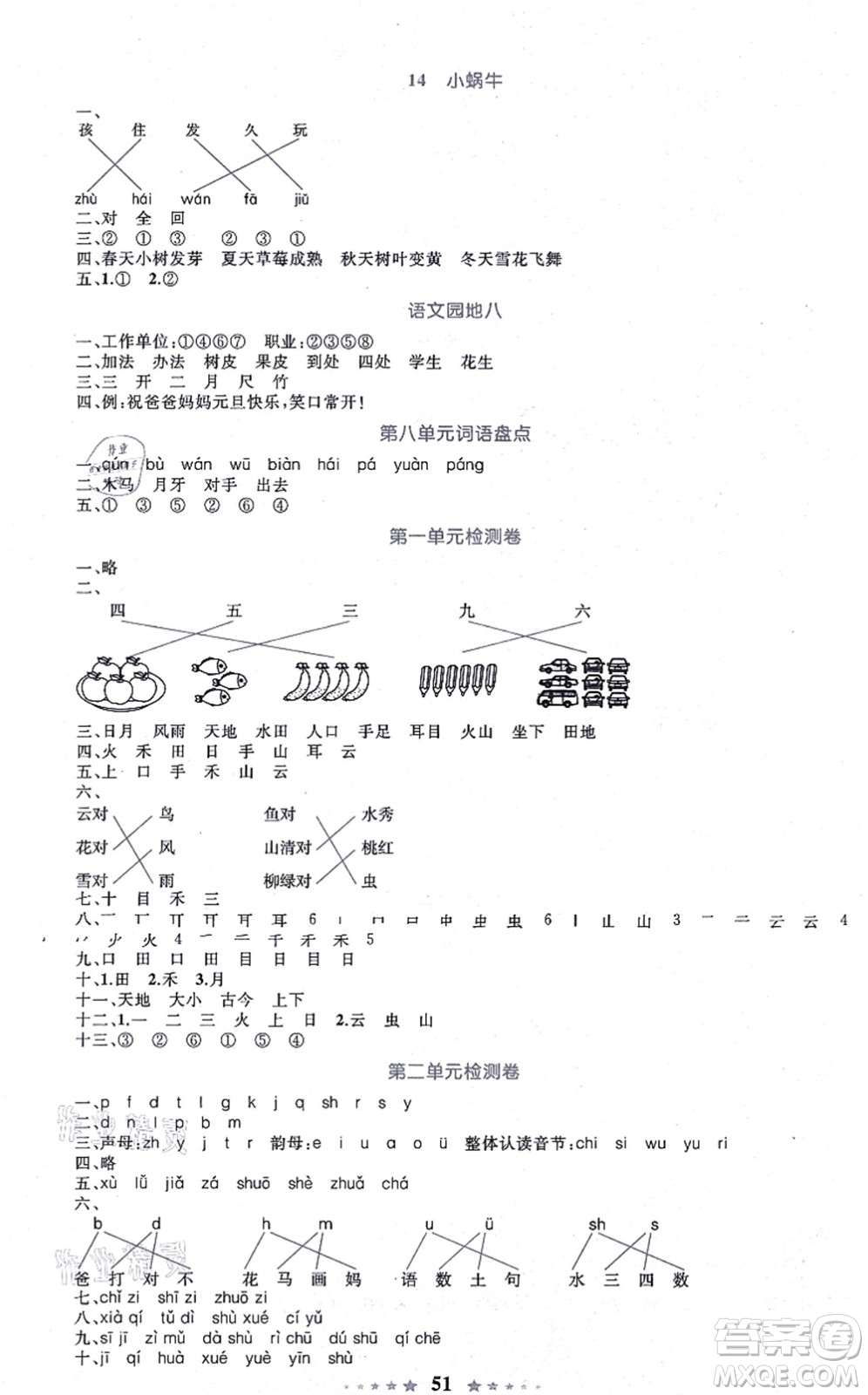 知識出版社2021小學(xué)同步測控全優(yōu)設(shè)計超人天天練一年級語文上冊RJ人教版答案