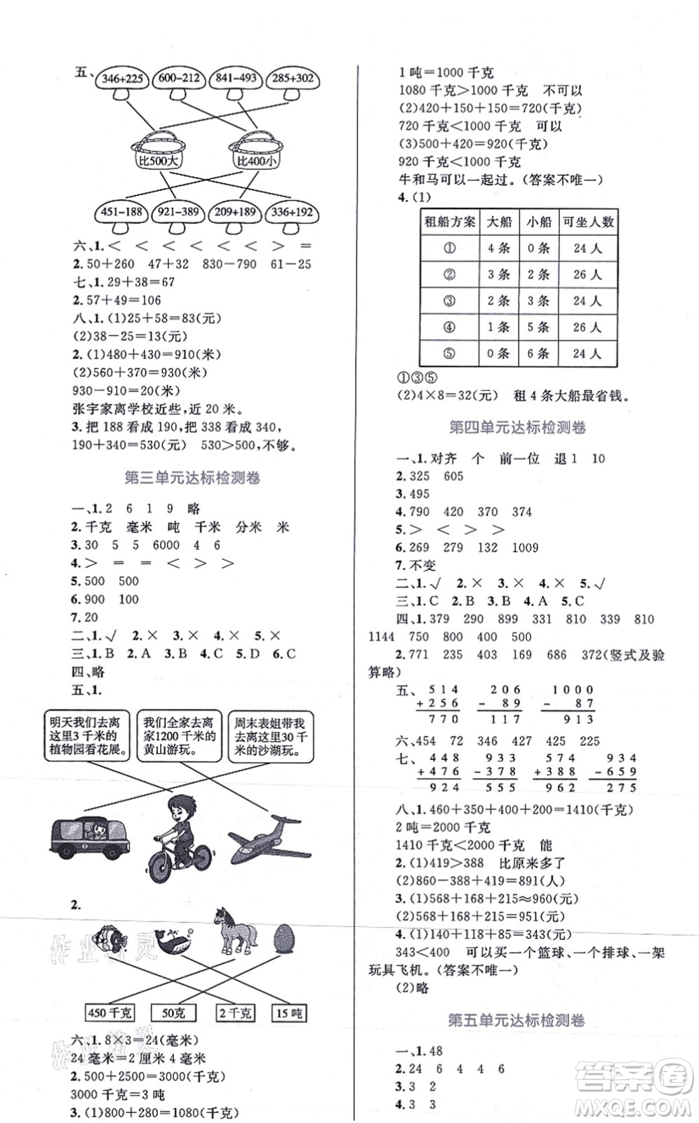 知識(shí)出版社2021小學(xué)同步測(cè)控全優(yōu)設(shè)計(jì)超人天天練三年級(jí)數(shù)學(xué)上冊(cè)RJ人教版答案