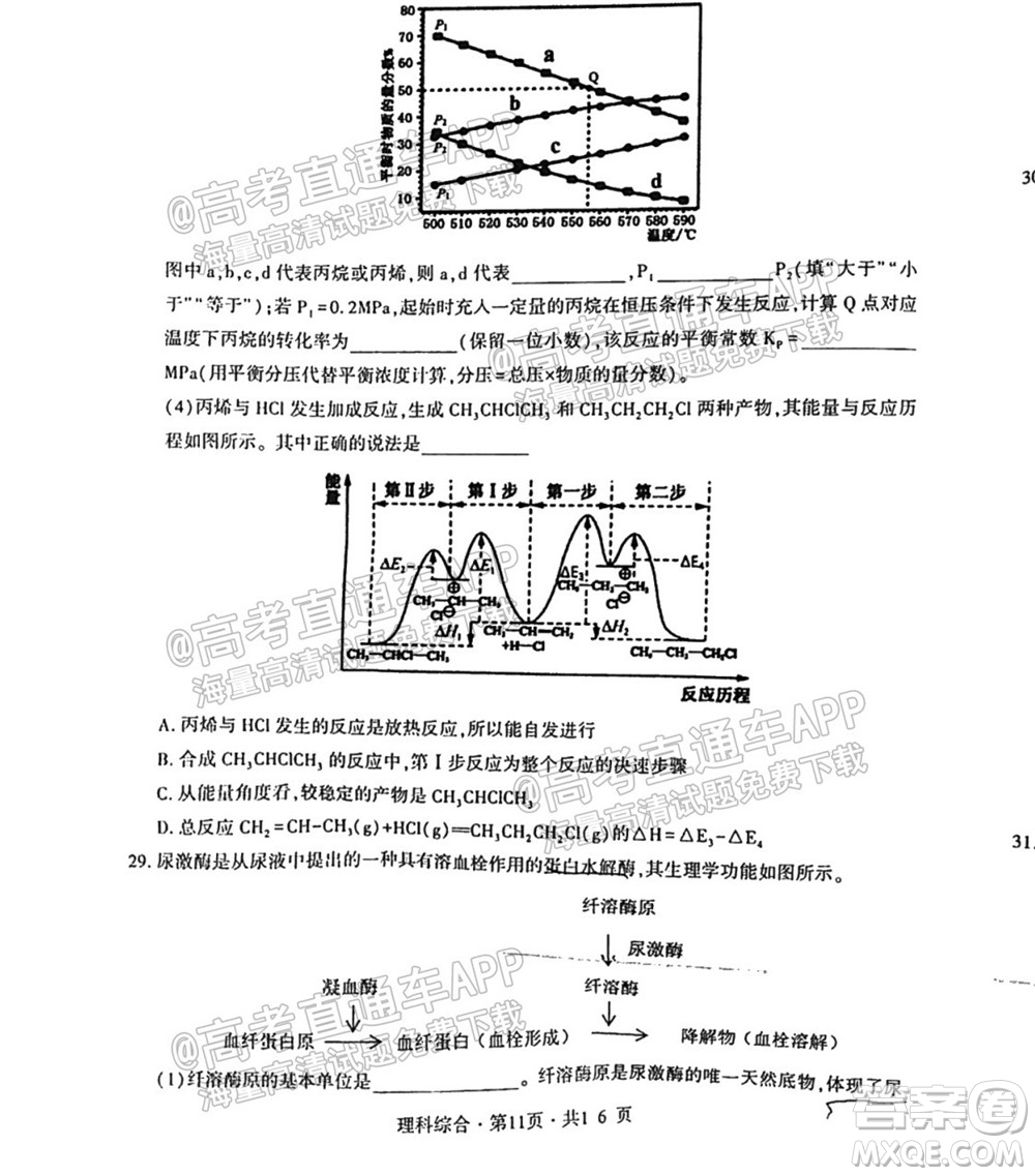 四省八校2022屆高三第一學期期中質量檢測考試理科綜合試題及答案