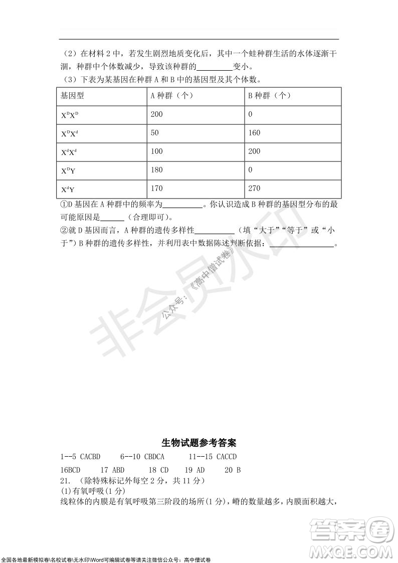 2022屆遼寧六校高三上學(xué)期期中聯(lián)考生物試題及答案