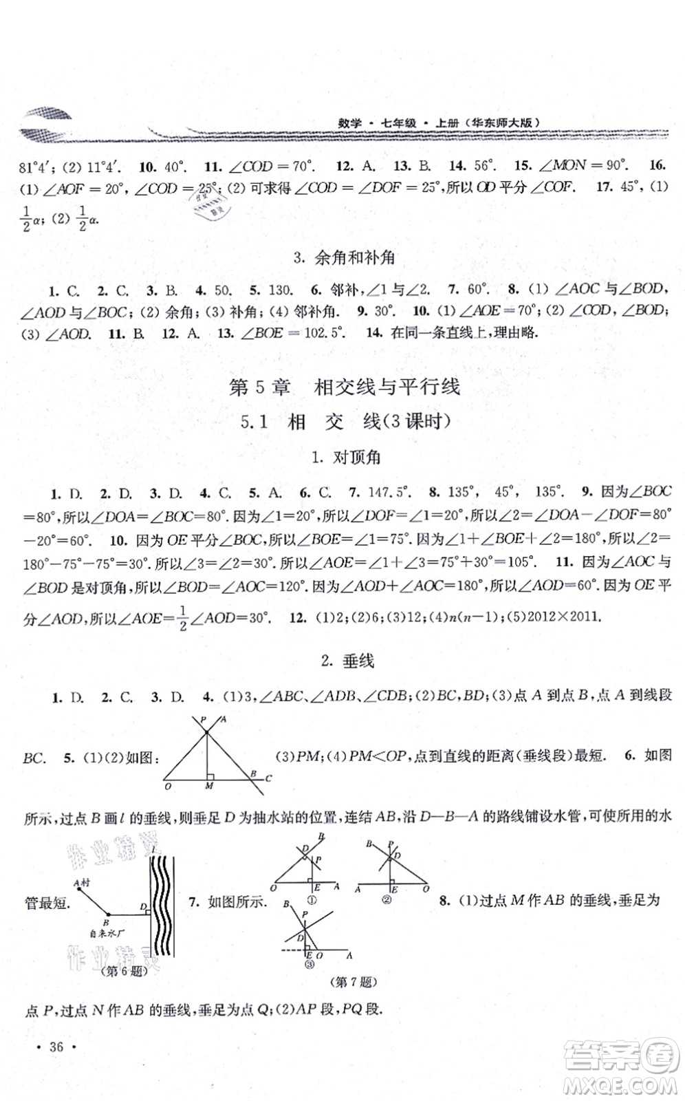 華東師范大學(xué)出版社2021學(xué)習(xí)檢測(cè)七年級(jí)數(shù)學(xué)上冊(cè)華東師大版河南專版答案