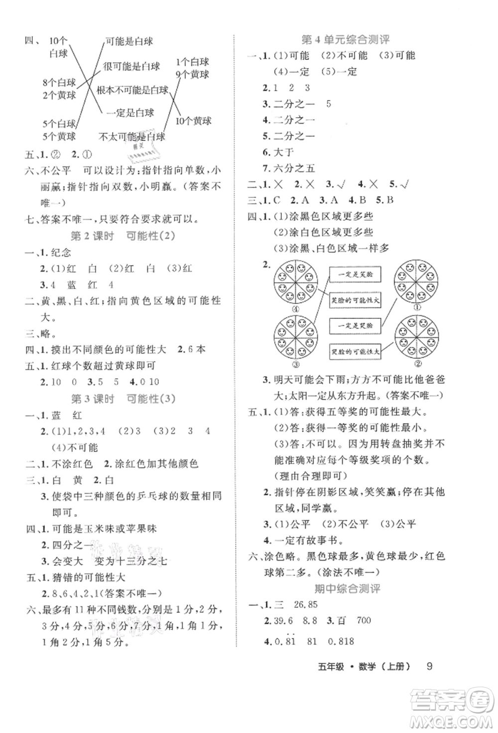 內(nèi)蒙古少年兒童出版社2021細解巧練五年級數(shù)學(xué)上冊人教版參考答案