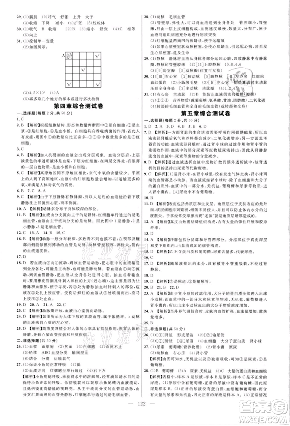 內(nèi)蒙古少年兒童出版社2021細(xì)解巧練七年級生物上冊魯教版參考答案