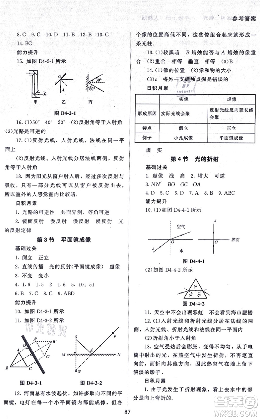 北京師范大學(xué)出版社2021物理配套綜合練習(xí)八年級上冊人教版答案