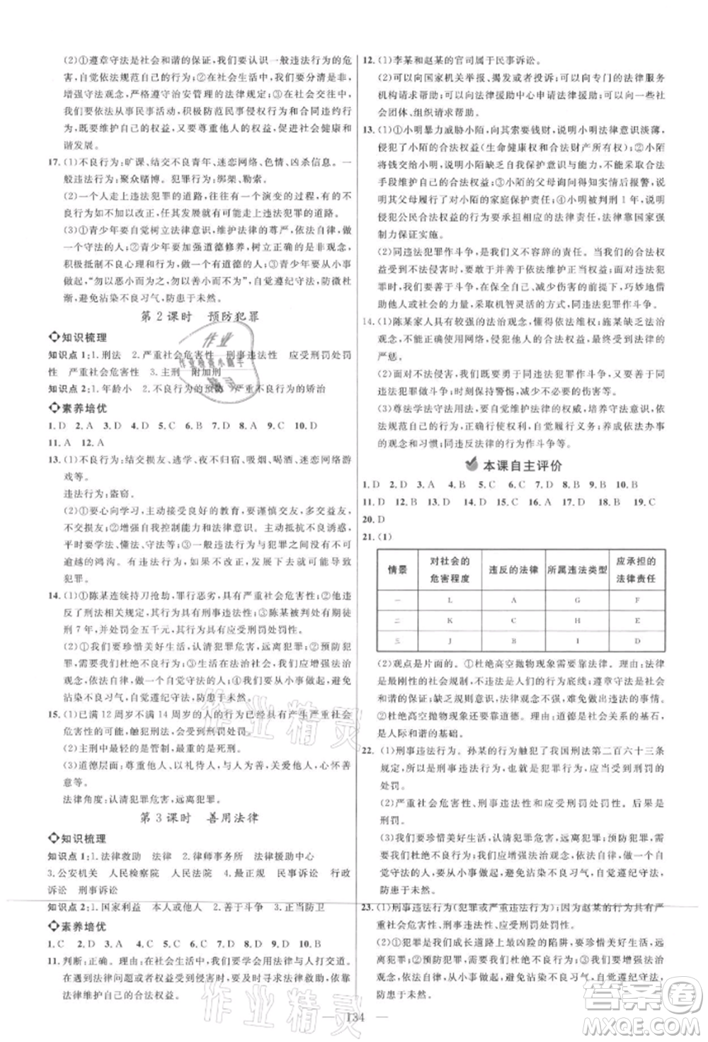 內(nèi)蒙古少年兒童出版社2021細解巧練八年級道德與法治上冊人教版參考答案