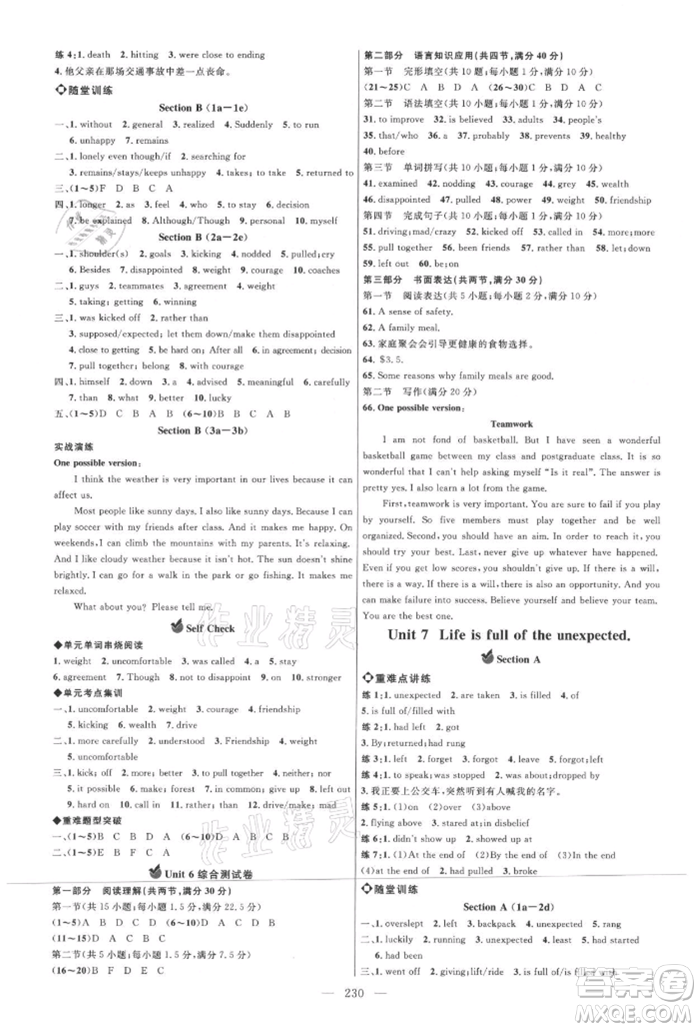 內(nèi)蒙古少年兒童出版社2021細(xì)解巧練九年級(jí)英語(yǔ)魯教版參考答案