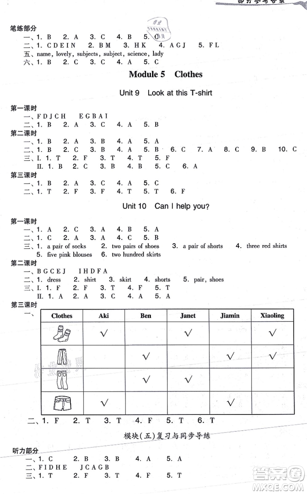 新世紀(jì)出版社2021雙基同步導(dǎo)學(xué)導(dǎo)練四年級英語上冊教科版廣州專版答案