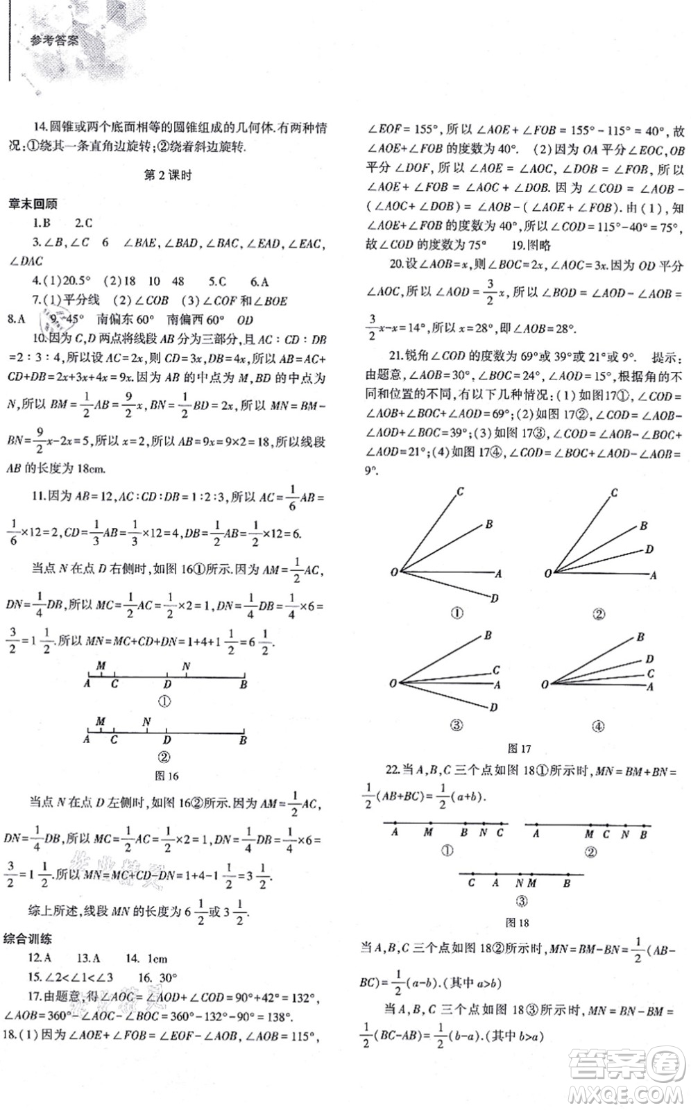 大象出版社2021初中同步練習(xí)冊(cè)七年級(jí)數(shù)學(xué)上冊(cè)人教版答案