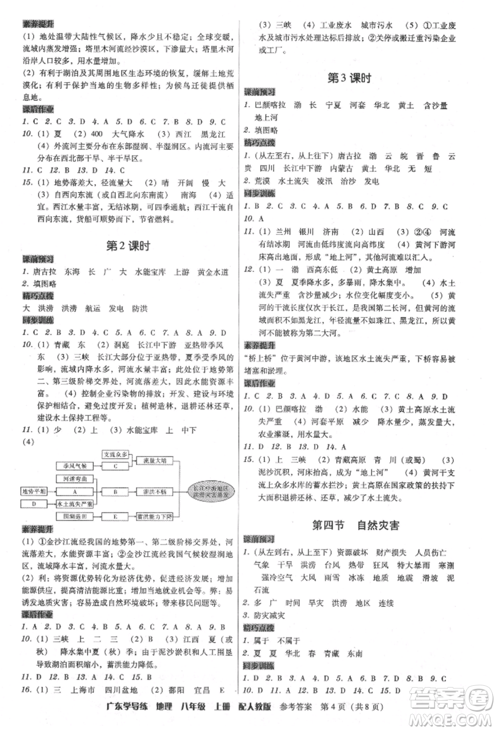 廣東人民出版社2021華瀚文化教與學(xué)廣東學(xué)導(dǎo)練八年級(jí)地理上冊(cè)人教版參考答案