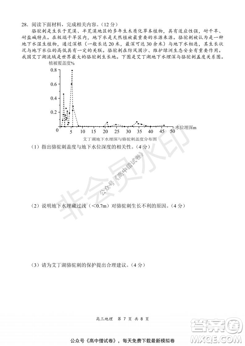 2021-2022學(xué)年上學(xué)期全國百強名校領(lǐng)軍考試高三地理試題及答案