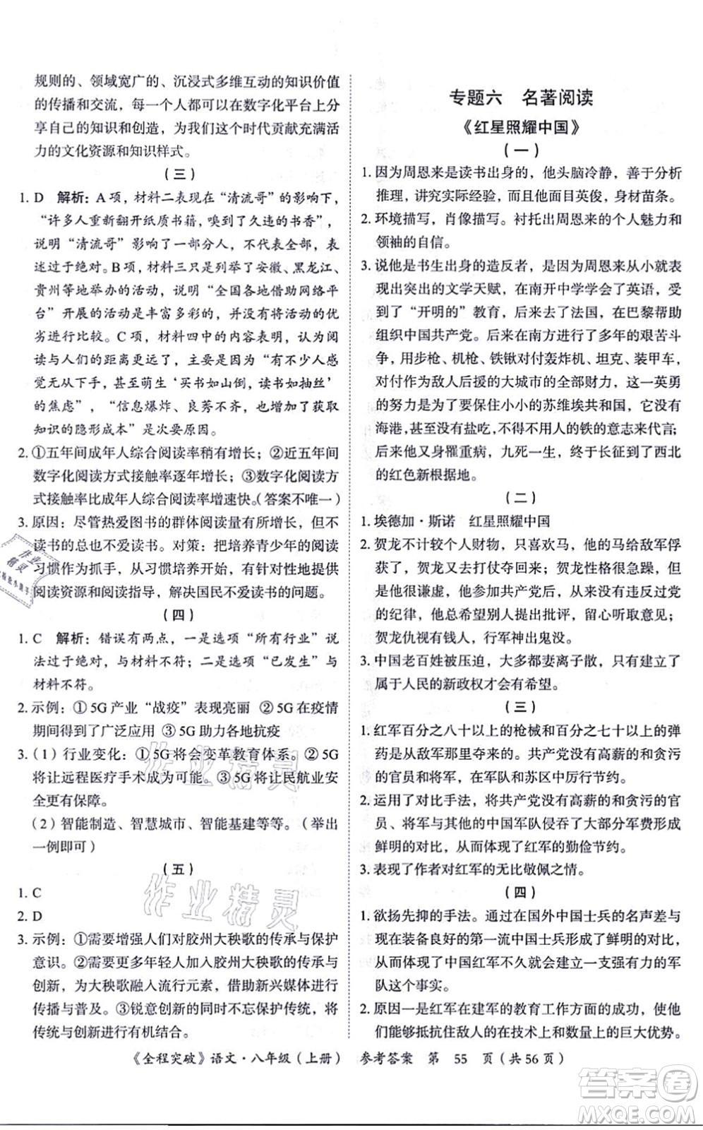 延邊大學(xué)出版社2021思而優(yōu)教育全程突破八年級語文上冊TB統(tǒng)編版答案