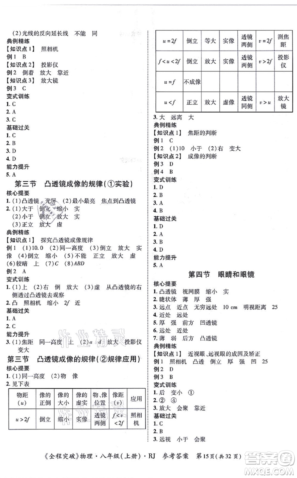 延邊大學(xué)出版社2021思而優(yōu)教育全程突破八年級(jí)物理上冊(cè)R人教版答案