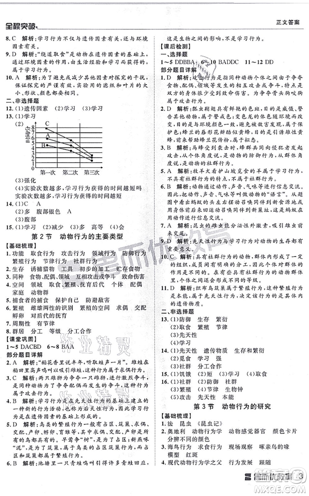 延邊大學出版社2021思而優(yōu)教育全程突破八年級生物全一冊BS北師版答案