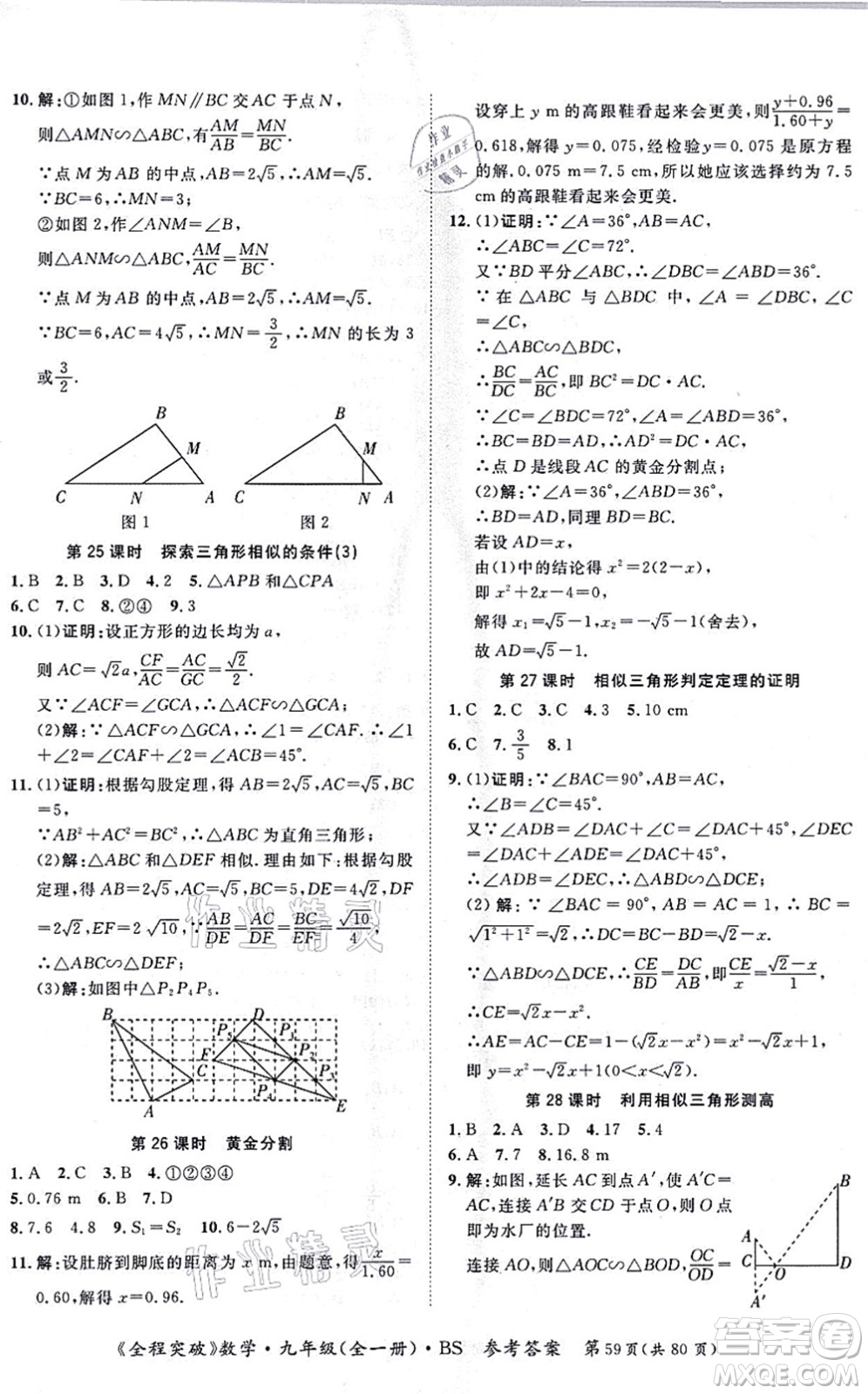 延邊大學(xué)出版社2021思而優(yōu)教育全程突破九年級(jí)數(shù)學(xué)全一冊(cè)BS北師版答案