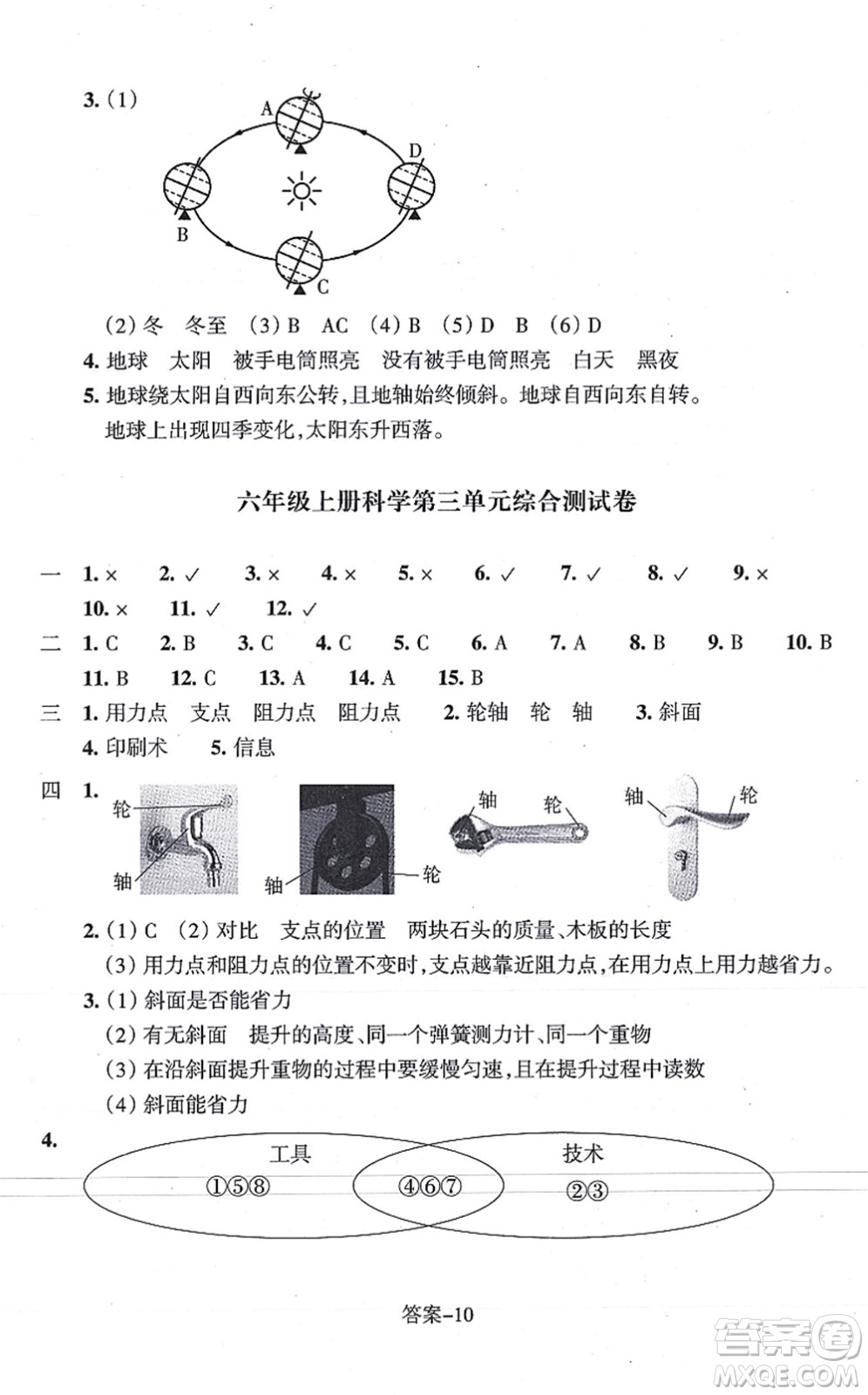 浙江少年兒童出版社2021每課一練六年級(jí)科學(xué)上冊(cè)J教科版答案