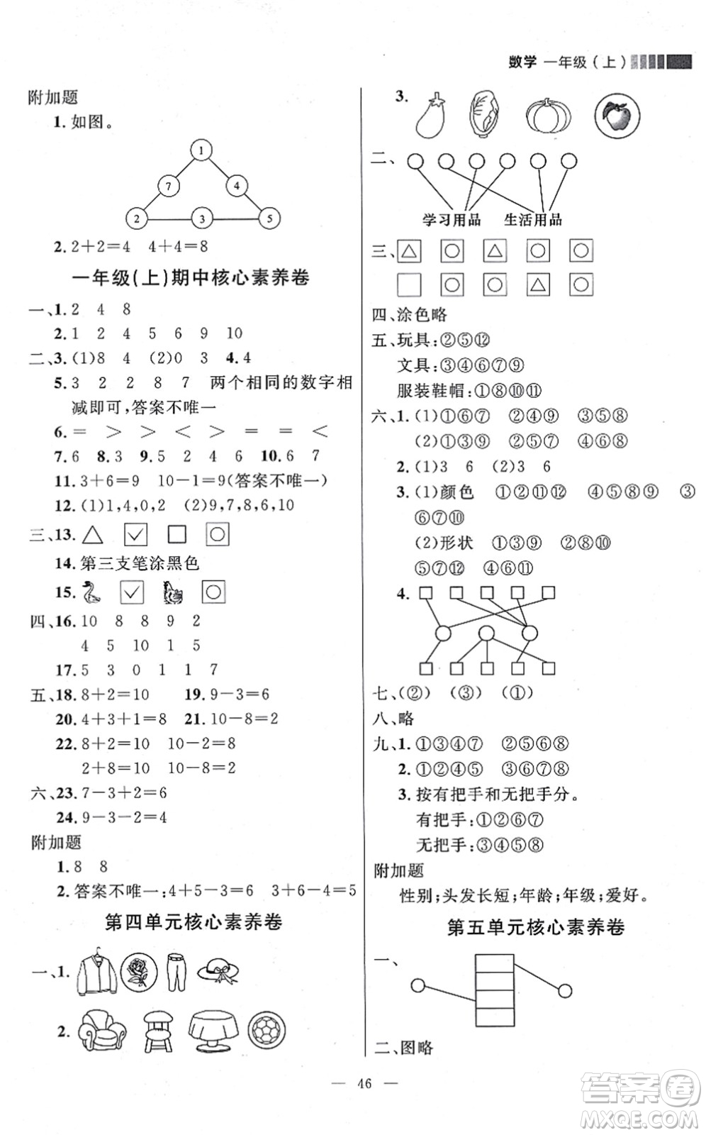 延邊大學(xué)出版社2021點(diǎn)石成金金牌每課通一年級(jí)數(shù)學(xué)上冊(cè)北師大版大連專版答案