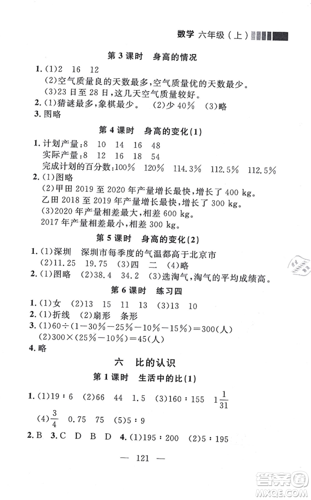 延邊大學(xué)出版社2021點(diǎn)石成金金牌每課通六年級數(shù)學(xué)上冊北師大版大連專版答案