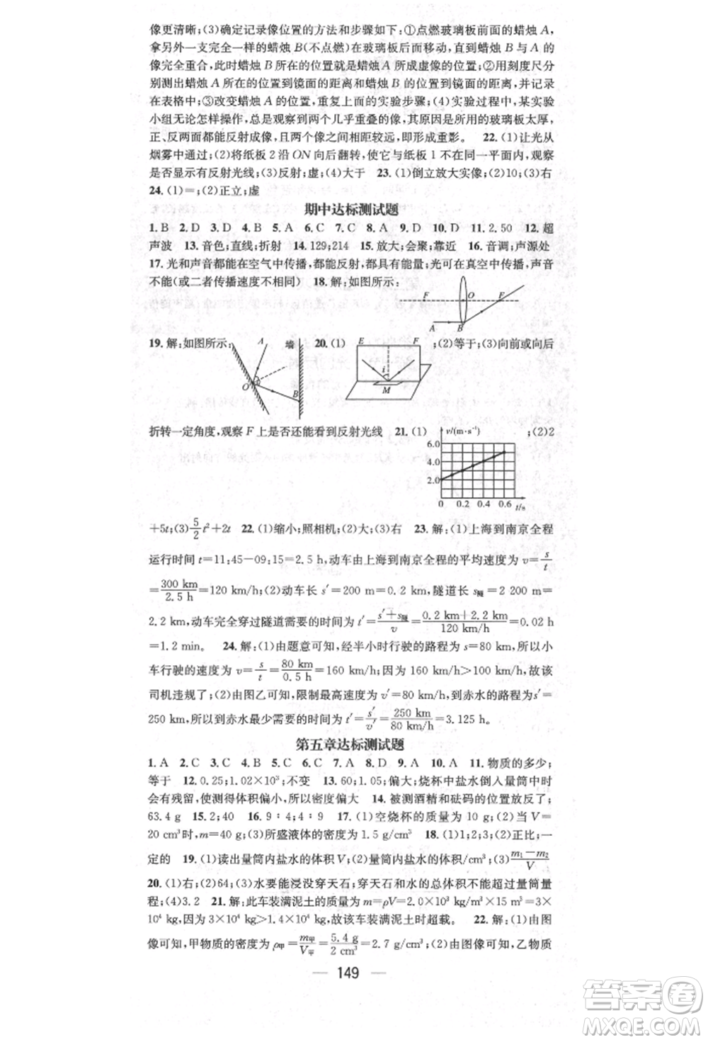 陽(yáng)光出版社2021精英新課堂八年級(jí)物理上冊(cè)滬科版參考答案