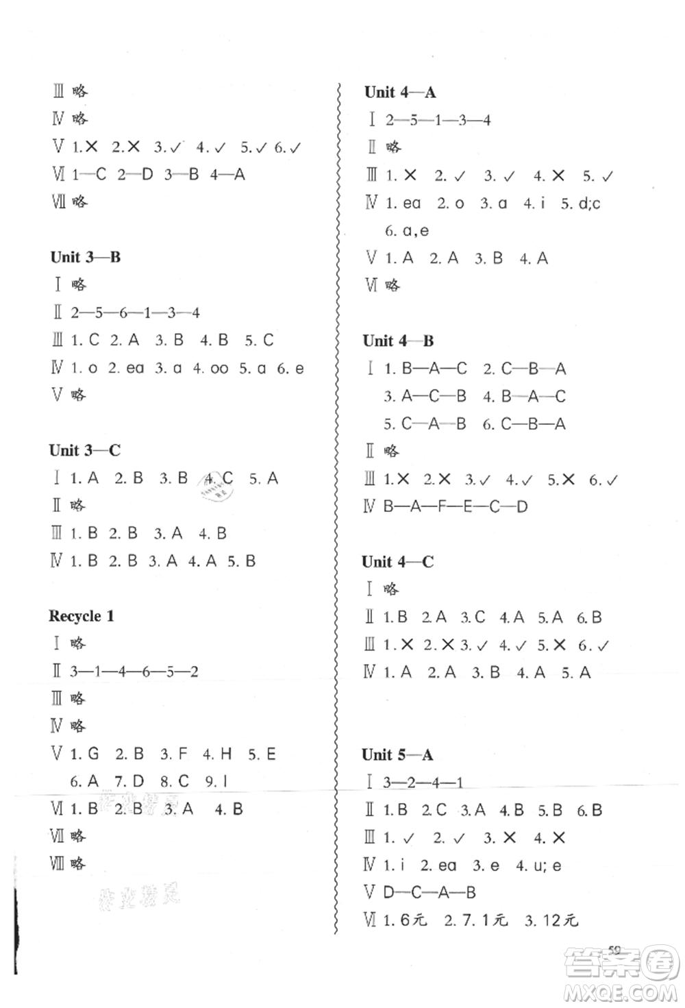 合肥工業(yè)大學(xué)出版社2021小學(xué)英語(yǔ)課堂練習(xí)三年級(jí)上冊(cè)人教版參考答案