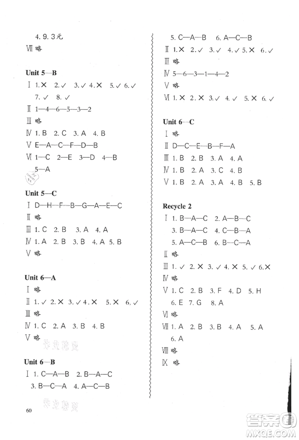 合肥工業(yè)大學(xué)出版社2021小學(xué)英語(yǔ)課堂練習(xí)三年級(jí)上冊(cè)人教版參考答案