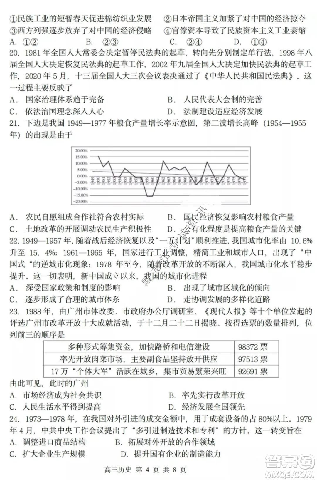 哈三中2021-2022高三上學(xué)期第三次驗(yàn)收考試歷史試卷及答案