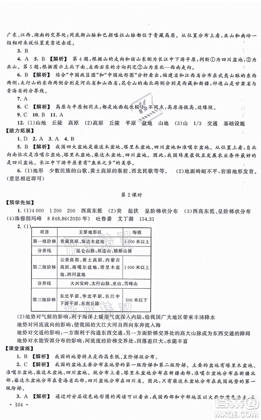 吉林出版集團(tuán)股份有限公司2021自主學(xué)習(xí)當(dāng)堂反饋八年級地理上冊人教版答案