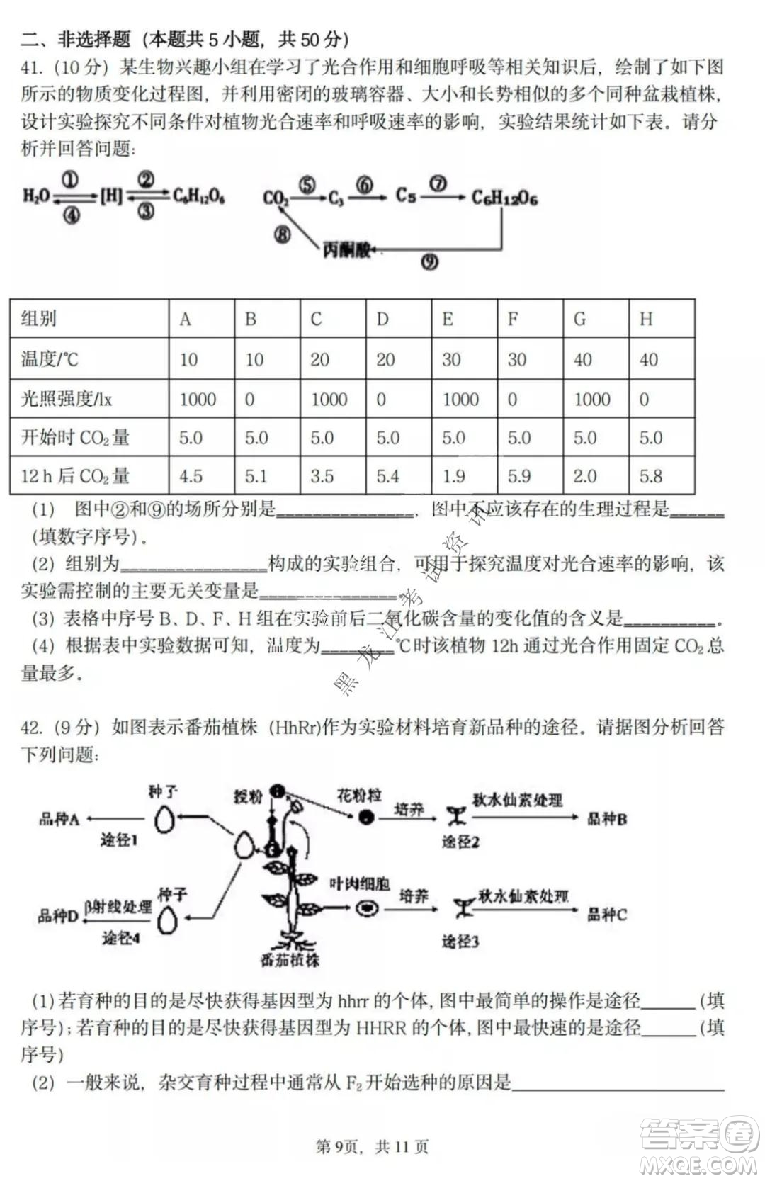 哈三中2021-2022高三上學期第三次驗收考試生物試卷及答案