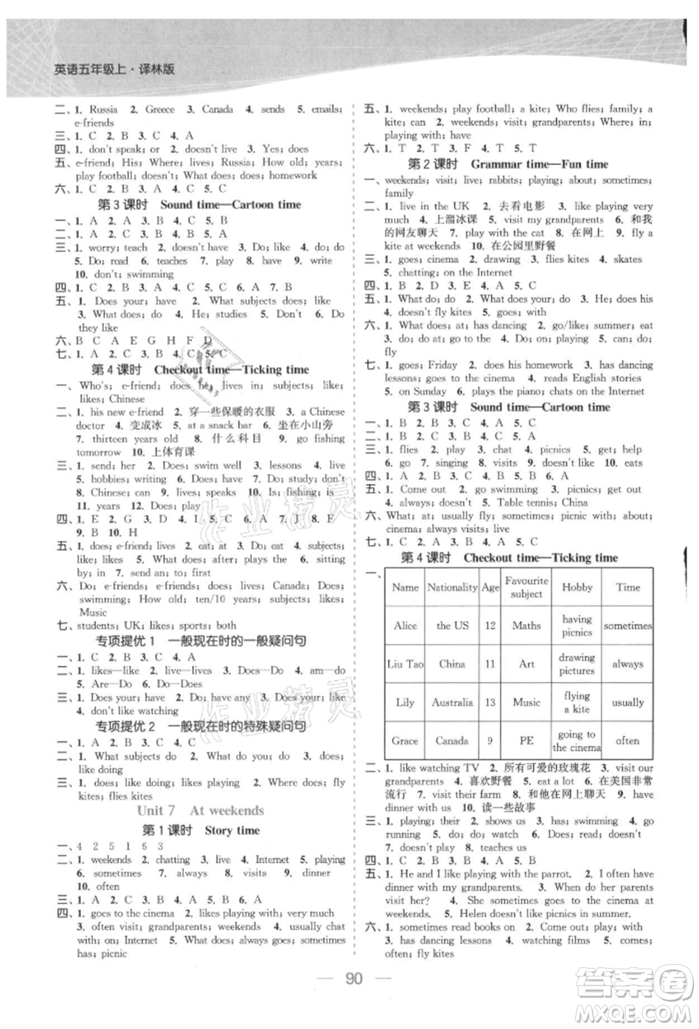 北方婦女兒童出版社2021金色課堂課時(shí)作業(yè)本五年級(jí)英語上冊(cè)江蘇版提優(yōu)版參考答案