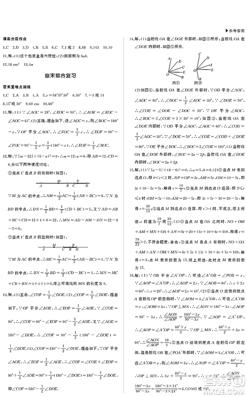 內(nèi)蒙古大學出版社2021超越訓練七年級數(shù)學上冊R人教版答案