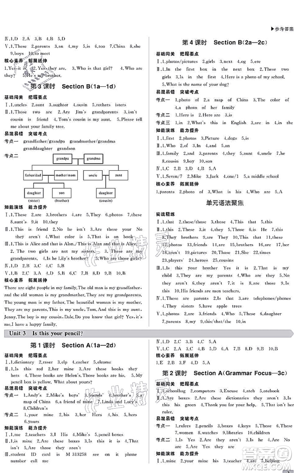 內(nèi)蒙古大學(xué)出版社2021超越訓(xùn)練七年級(jí)英語上冊(cè)R人教版答案